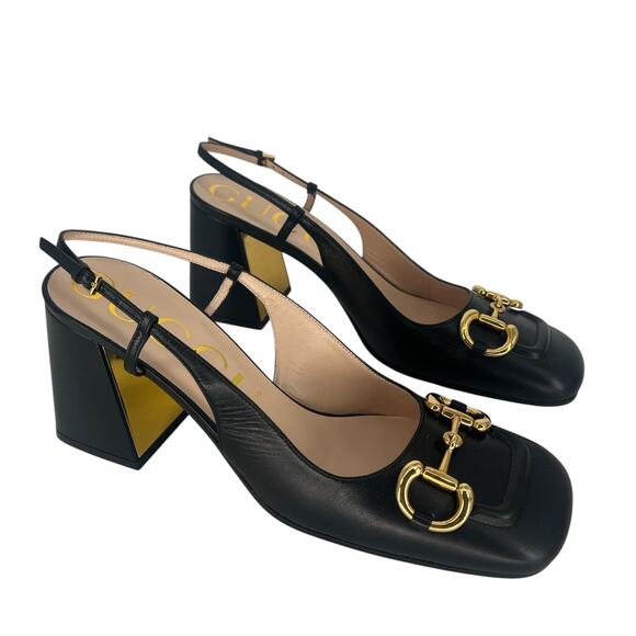 Gucci Baby Horsebit Slingback Pumps Black Leather Size 41 - Picture 5 of 16